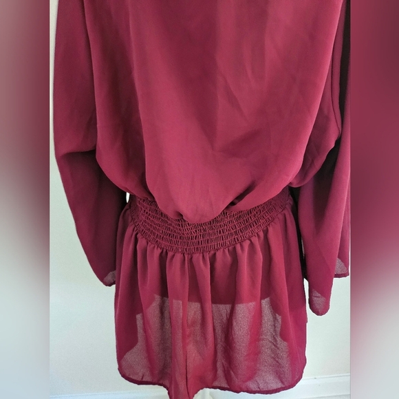 Torrid Babydoll Women's Elegant Burgundy Georgette Smocked Blouse Size 2X. - Picture 9 of 15